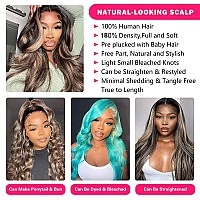 Sihuashow 30 Inch Fb27 Highlight Ombre Lace Front Wigs Human Hair Pre Plucked 180 Density Balayage Wig Human Hair Body Wave 13