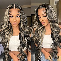 Sihuashow 28 Inch Fb27 Highlight Ombre Lace Front Wig Human Hair 180 Density Balayage Wig Human Hair Body Wave 13X4 Hd Transpa