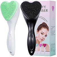 Beomeen Silicone Face Scrubber Exfoliating Brush 2 Pack Manual Handheld Facial Cleansing Brush Blackhead Scrubber Soft Bristle