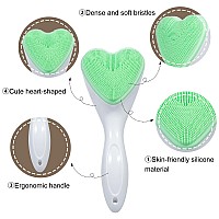 Beomeen Silicone Face Scrubber Exfoliating Brush 2 Pack Manual Handheld Facial Cleansing Brush Blackhead Scrubber Soft Bristle