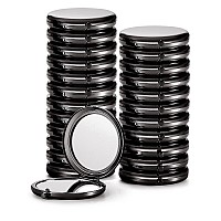 Getinbulk Compact Mirror Bulk Pack Of 24 Doublesided 1X2X Magnifying Metal Makeup Mirrorsround Onyx Black