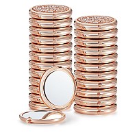 Getinbulk Compact Mirror For Purse Pack Of 24 Doublesided 1X2X Magnifying Round Metal Pocket Makeup Mirrorsrose Gold Mix Di