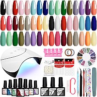 Vanreesa 42 Pcs Gel Nail Polish Kit With U V Light 24 Colors Gel Nail Polish Set Nude Red Blue Green Purple Orange Gel Polish Co