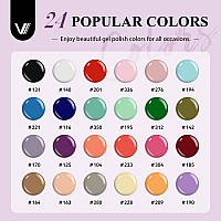 Vanreesa 42 Pcs Gel Nail Polish Kit With U V Light 24 Colors Gel Nail Polish Set Nude Red Blue Green Purple Orange Gel Polish Co