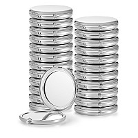 Getinbulk Compact Mirror Bulk Pack Of 24 Doublesided 1X2X Magnifying Metal Makeup Mirrorsround Silver