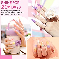 Vanreesa 42 Pcs Gel Nail Polish Kit With U V Light 24 Colors Gel Nail Polish Set Bright Pink Orange Green Glitter Blue Purple Ge