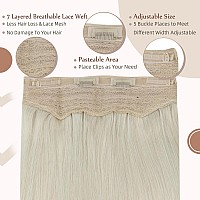 Fshine Invisible Wire Hair Extensions Off White Fish Line Hairpiece Straight Remy Human Hair Clip In Extensions One Piece Wire R