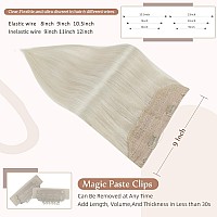 Fshine Invisible Wire Hair Extensions Off White Fish Line Hairpiece Straight Remy Human Hair Clip In Extensions One Piece Wire R