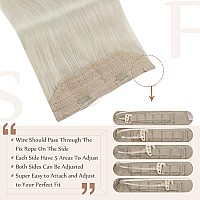 Fshine Invisible Wire Hair Extensions Off White Fish Line Hairpiece Straight Remy Human Hair Clip In Extensions One Piece Wire R