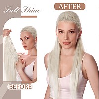 Fshine Invisible Wire Hair Extensions Off White Fish Line Hairpiece Straight Remy Human Hair Clip In Extensions One Piece Wire R