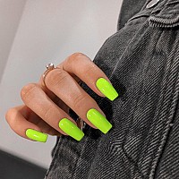 Neon Green Press On Nails Long Square Kxamelie Medium Coffin Nails Press Ons Long Glue On Nails Natural Thick Fake Long Nails A