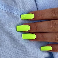 Neon Green Press On Nails Long Square Kxamelie Medium Coffin Nails Press Ons Long Glue On Nails Natural Thick Fake Long Nails A