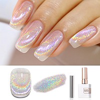 Double Rhythm Jelly Glass Cat Eye Gel Polish With Magnet 15Ml Holographic Glitter Shimmer Translucent Sheer Color Magnetic Nail