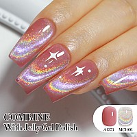 Double Rhythm Jelly Glass Cat Eye Gel Polish With Magnet 15Ml Holographic Glitter Shimmer Translucent Sheer Color Magnetic Nail