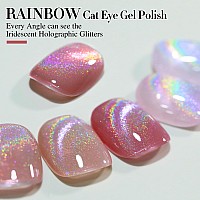 Double Rhythm Jelly Glass Cat Eye Gel Polish With Magnet 15Ml Holographic Glitter Shimmer Translucent Sheer Color Magnetic Nail