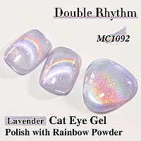 Double Rhythm Jelly Glass Cat Eye Gel Polish With Magnet 15Ml Holographic Glitter Shimmer Translucent Sheer Color Magnetic Nail