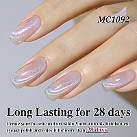 Double Rhythm Jelly Glass Cat Eye Gel Polish With Magnet 15Ml Holographic Glitter Shimmer Translucent Sheer Color Magnetic Nail