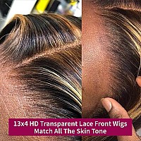 Snjon Highlight Ombre Lace Front Wig Human Hair 13X4 Transparent Water Wave Honey Blonde Hd Lace Front Wig Human Hair 180 Densit