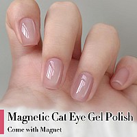 Double Rhythm Jelly Glass Cat Eye Gel Polish With Magnet 15Ml Holographic Glitter Shimmer Translucent Sheer Color Magnetic Nail