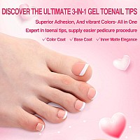 Inenk French Tips Gel X Nail Tips 240Pcs Whitepink French Press On Toe Nail Preapplied With A Tip Primer And Base Coat 15 Si