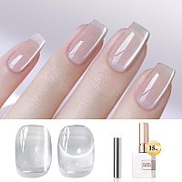 Double Rhythm Jelly Glass Cat Eye Gel Polish With Magnet 15Ml Holographic Glitter Shimmer Translucent Sheer Color Magnetic Nail