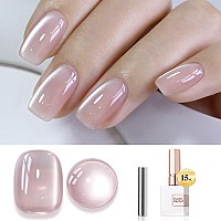 Double Rhythm Jelly Glass Cat Eye Gel Polish With Magnet 15Ml Holographic Glitter Shimmer Translucent Sheer Color Magnetic Nail