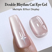 Double Rhythm Jelly Glass Cat Eye Gel Polish With Magnet 15Ml Holographic Glitter Shimmer Translucent Sheer Color Magnetic Nail