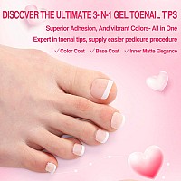 Inenk French Tips Gel X Nail Tips 240Pcs Whitelight Natural White French Press On Toe Nail Preapplied With A Tip Primer And B