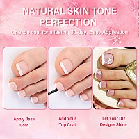 Inenk French Tips Gel X Nail Tips 240Pcs Whitelight Natural White French Press On Toe Nail Preapplied With A Tip Primer And B