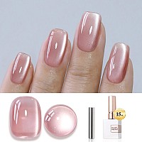 Double Rhythm Jelly Glass Cat Eye Gel Polish With Magnet 15Ml Holographic Glitter Shimmer Translucent Sheer Color Magnetic Nail