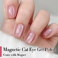 Double Rhythm Jelly Glass Cat Eye Gel Polish With Magnet 15Ml Holographic Glitter Shimmer Translucent Sheer Color Magnetic Nail