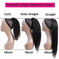 Seelaak Kinky Straight Human Hair Drawstring Ponytail For Black Women Afro Kinky Straight Clip In Human Hair Ponytail Extension