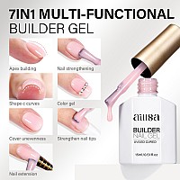 Aillsa Milky Pink Builder Gel For Nails 7 In 1 Hard Gel Polish For Nail Thickening Nude Strengthener Gel Polish Light Color Exte