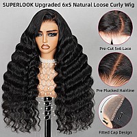 Superlook 6X5 Wear And Go Glueless Wigs Human Hair 220 Density Lace Front Wigs Human Hair Loose Deep Wave Wigs Pre Cut Lace 12A