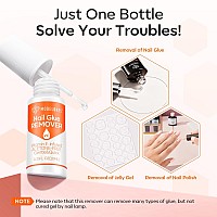 Modelones Set Nail Glue Remover For Press On Nails Remover Glue Off For False Nails Tips Nonacetone Nail Polish Remover Vitami