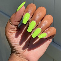 Fluorescent Green Press On Nails Medium Long Square Medium Coffin Nails Acrylic Nails Press Ons Glue On Nails Medium Length Sol