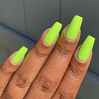 Fluorescent Green Press On Nails Medium Long Square Medium Coffin Nails Acrylic Nails Press Ons Glue On Nails Medium Length Sol