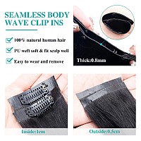 Liqusee Seamless Clip In Hair Extensions Real Human Hair Invisible Pu Skin Weft Body Wave Clip Ins 100 Unprocessed Brazilian Re