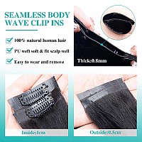 Liqusee Seamless Clip In Hair Extensions Real Human Hair Invisible Pu Skin Weft Body Wave Clip Ins 100 Unprocessed Brazilian Re