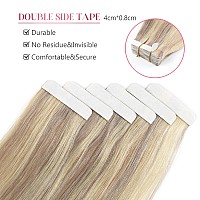 Sixstarhair Tape In Hair Extensions Human Hair Highlighted Blonde To Medium Blonde Remy Human Hair Ombre Blonde Tape In Hair Ext