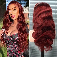 Reddish Brown Lace Front Wigs Human Hair Pre Plucked Body Wave 13X4 Hd Transparent Full Frontal Wigs Human Hair 99J Burgundy Lac