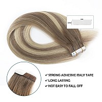 Sassina Remy Tape In Human Hair Extensions Chestnut Brown To Medium Blonde Seamless Skin Weft Tape In Hair Extensions Human Hair