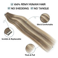 Sassina Remy Tape In Human Hair Extensions Chestnut Brown To Medium Blonde Seamless Skin Weft Tape In Hair Extensions Human Hair