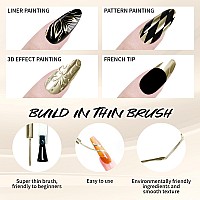 Ushinein 12Ml Metallic Painting Gel Liner Nail Art 3D Mirror Chrome Effect Gel Nail Polish Metal Painted Drawing Gel Build In T