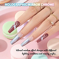 Ushinein 12Ml Holographic Metallic Painting Gel Liner Nail Art 3D Mirror Chrome Metal Painted Drawing Gel Laser Rainbow Effect