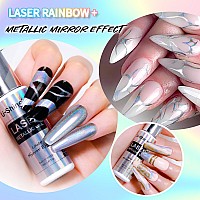 Ushinein 12Ml Holographic Metallic Painting Gel Liner Nail Art 3D Mirror Chrome Metal Painted Drawing Gel Laser Rainbow Effect