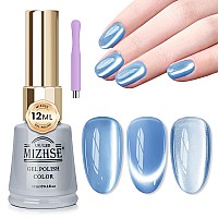 Mizhse Moonlight Cat Eye Gel Nail Polish 12Ml Blue Glitter Cateye Gel Nail Polish Ceramic Glitter Magnetic Soak Off U V Led Nai