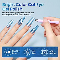 Mizhse Moonlight Cat Eye Gel Nail Polish 12Ml Blue Glitter Cateye Gel Nail Polish Ceramic Glitter Magnetic Soak Off U V Led Nai