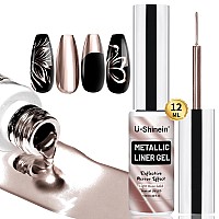 Ushinein 12Ml Metallic Painting Gel Liner Nail Art 3D Mirror Chrome Effect Gel Nail Polish Metal Painted Drawing Gel Build In T