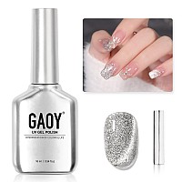 Gaoy Platinum Cat Eye Gel Nail Polish 16Ml Silver Glitter Holographic Nail Polish With Magnet Reflective Translucent Uv Gel 2